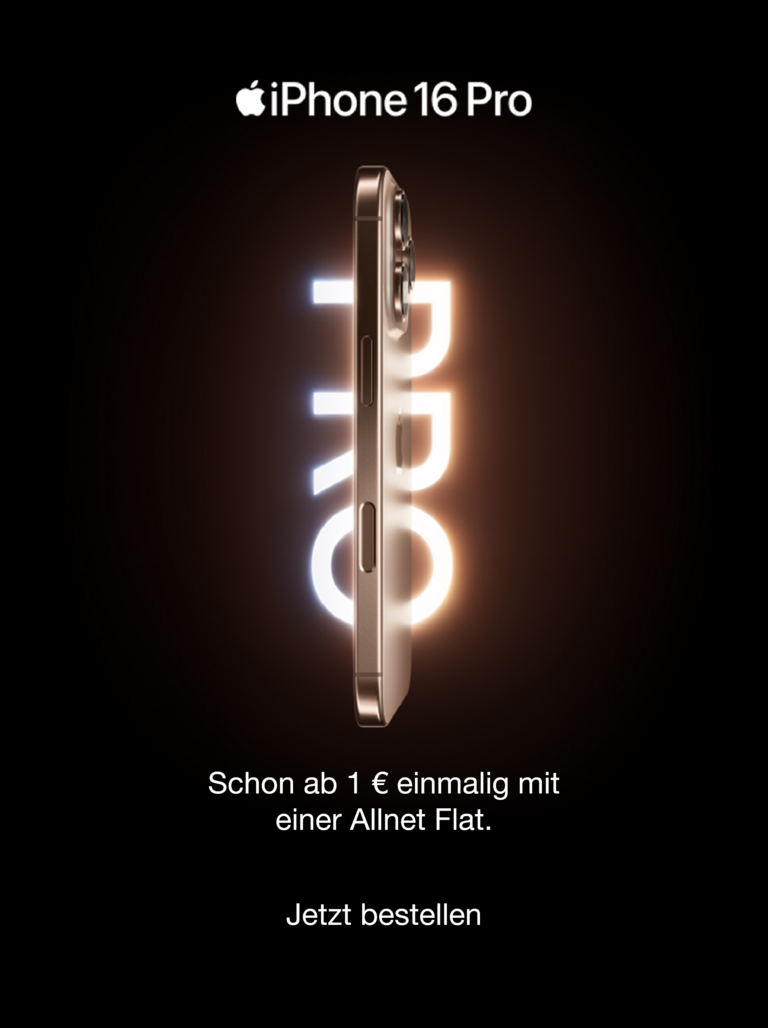 iPhone 16 Pro - schon ab 1 € einmalig mit einer Allnet Flat.